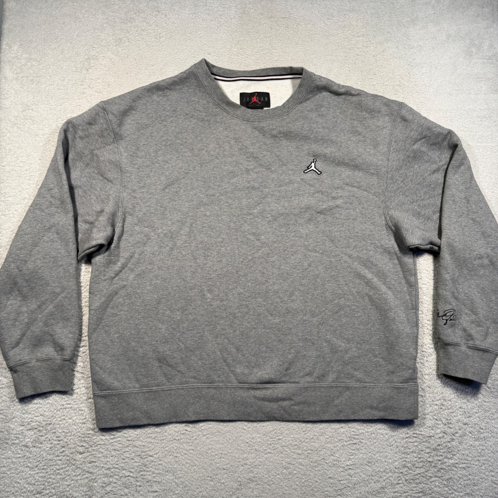 Jordan Sweatshirt Men XL Grey Essentials Fleece Crewneck DN7954-091 Jumpman Logo